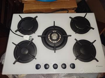 piano cottura 5 fuochi a gas Candy 75cm bianco 