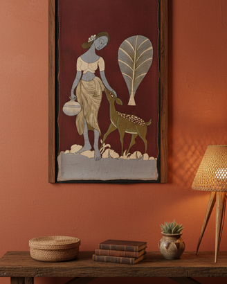 Quadro su Tela Batik Vintage - Scena Etnica