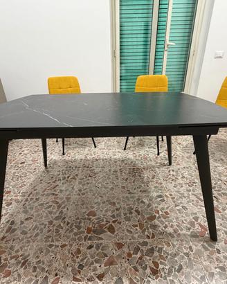Tavolo Allungabile Ceramica Marmo Nero + sedie