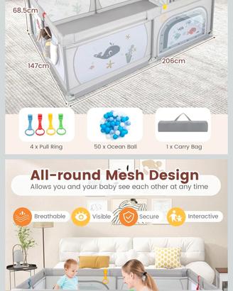 Splendido box con barriere soft per bambini.