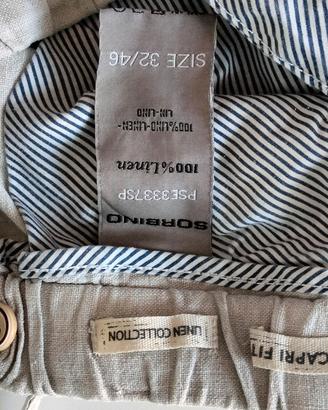 Pantaloni Sorbino Capri Fit 100% Lino beige 