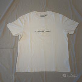 Maglietta Calvin Klein Bianca Logo Ricamato Tg. M