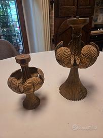Coppia candelabri decorativi in Legno