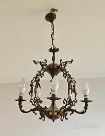 Lampadario vintage a 5 bracci 