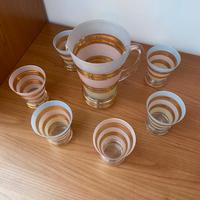 Set vintage vetro rosa e oro