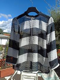 camicia da donna taglia XS bianca e nera