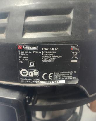 aspirapolvere e lava tappezzeria parkside 