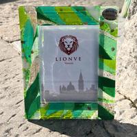 Cornici in vetro di Murano | 12 x 15 cm verde-oro
