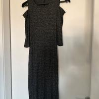 Vestito midi nero argento 