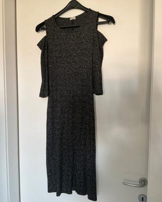 Vestito midi nero argento 