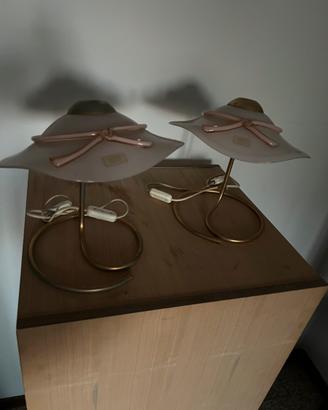 Coppia di lampade per comodino in vetro di Murano