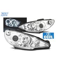 FARI PEUGEOT 206 98-08 ANGEL EYES CCFL FONDO CROMA