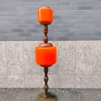 Lampada pavimento vintage anni 50/60 vetro e legno