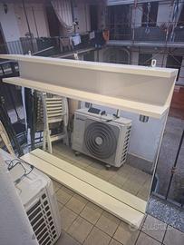 Specchio bagno con illuminazione e mensola in legn