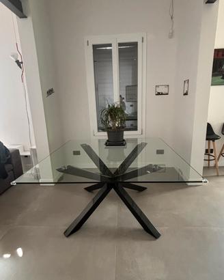 Tavolo design vetro temperato 150x150 – struttura