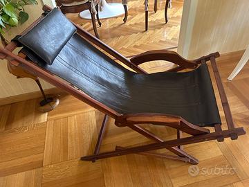 Sedia sdraio vintage cuoio