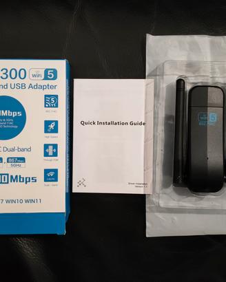 Ricevitore wifi AC1300 Dual Band USB Adapter wifi5