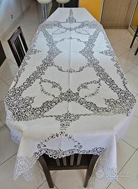 Tovaglia Antica puro Lino 12 posti Tombolo