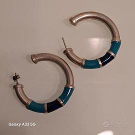 Orecchini Cerchio Argento 925 Vintage Anni '