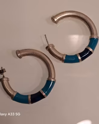 Orecchini Cerchio Argento 925 Vintage Anni '