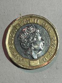 Moneta one pound 2016 Elisabetta II con errore