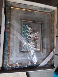 quadro in rilievo cavalli con cavagliere arg. 925