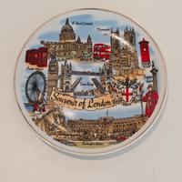 Piatto Souvenir Londra in Ceramica - Bordo Dorato