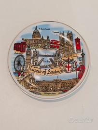 Piatto Souvenir Londra in Ceramica - Bordo Dorato