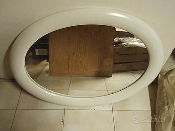 Specchio vintage bianco ovale anni 70