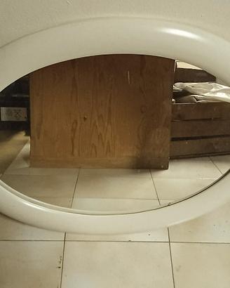 Specchio vintage bianco ovale anni 70