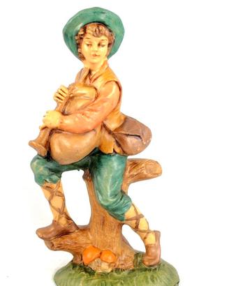 Statua Zampognaro Presepe Cartapesta 20 cm Hand