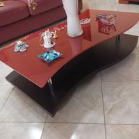 Tavolino in vetro e legno