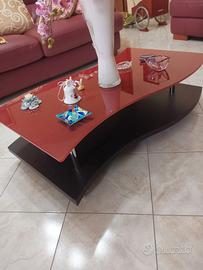 Tavolino in vetro e legno