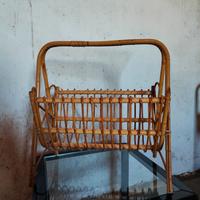 Porta riviste vintage in vimini 