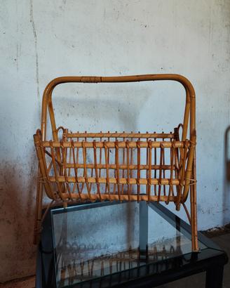 Porta riviste vintage in vimini 