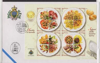 San Marino  busta fdc+ Foglietto  16 francobolli
