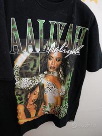 Rap T-shirt Aaliyah hype Y2K nera L
