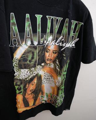 Rap T-shirt Aaliyah hype Y2K nera L