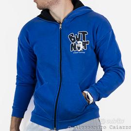 Felpa Butnot Zip e Cappuccio Blu con Maxi Stampa