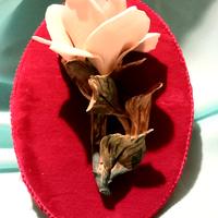 Stelo  con rosa in capodimonte Ditta "MOLLICA"