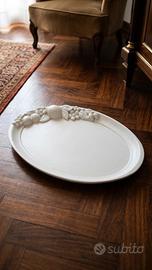 Vassoio Ovale Vintage Anni '90 Legno Bianco 