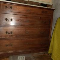 Comò antico legno massello, piano in marmo, anni 2