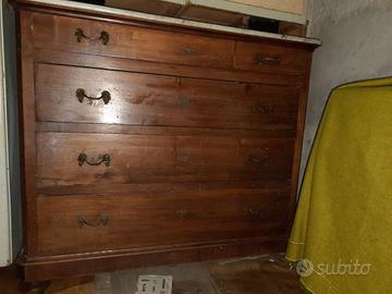 Comò antico legno massello, piano in marmo, anni 2