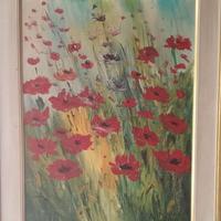 Quadro Olio su tela 30x40 Papaveri A.Deana