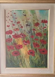Quadro Olio su tela 30x40 Papaveri A.Deana