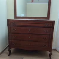 Comò antico 4 cassetti con specchio