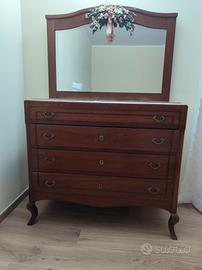 Comò antico 4 cassetti con specchio