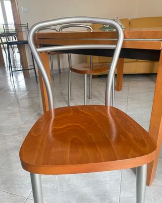 6 sedie piano legno e struttura metallica