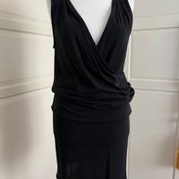 Mini abito nero drappeggiato