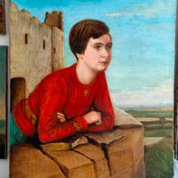 grande dipinto olio antico ritratto 